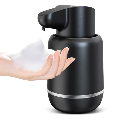 Automatic Soap Dispenser, Rechargeable & Touchless with 4 Adjustable Levels, 15oz/420ml, Waterproof, Wall Mountable for Kitchen, Bathroom, Hotel (Foam, Black) - color: Black, style: Foam