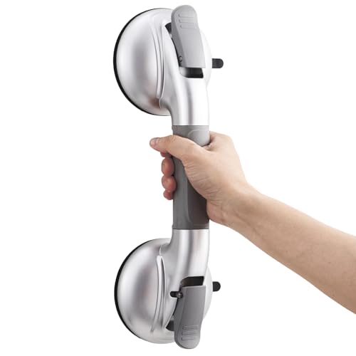 TAILI Shower Grab Bars,Suction Shower Handles,Upgraded,330lbs,Silver | Safety for Bathtubs,Toilet,Elderly&Seniors,Bathroom Grip Bar Heavy Duty Handrails,No Drilling Removable Waterproof,14.9" - color: Silver, size: 1 Pack