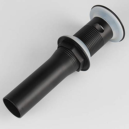 Bathroom Sink Pop Up Drain with Overflow, Strainer, Black | Solid Brass with Detachable Basket Strainer; 7 in. Closed/7.5 in. Open; 1-1/2 in. Min Drain Opening; Push-button Stopper - color: Black, size: Small Popup Cap