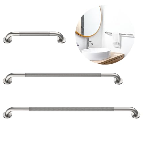 Munzong 3 Pack Commercial Handicap Grab Bars 18" 36" 42" Brushed Nickel | Bathroom Grab Bar for Shower 1.25" Diameter Anti Slip Bathroom Balance Bar Safety Hand Rail for Elderly Injury Senior - color: Nickel, size: 18",36",42"