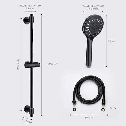 Adjustable 30-Inch Shower Slide Bar with 5-Function Handheld Shower Head, Stainless Steel Wall Mount Shower Slide Bar Set with Extra Hose (Oil Rubbed Bronze) - color: Oil Rubbed Bronze