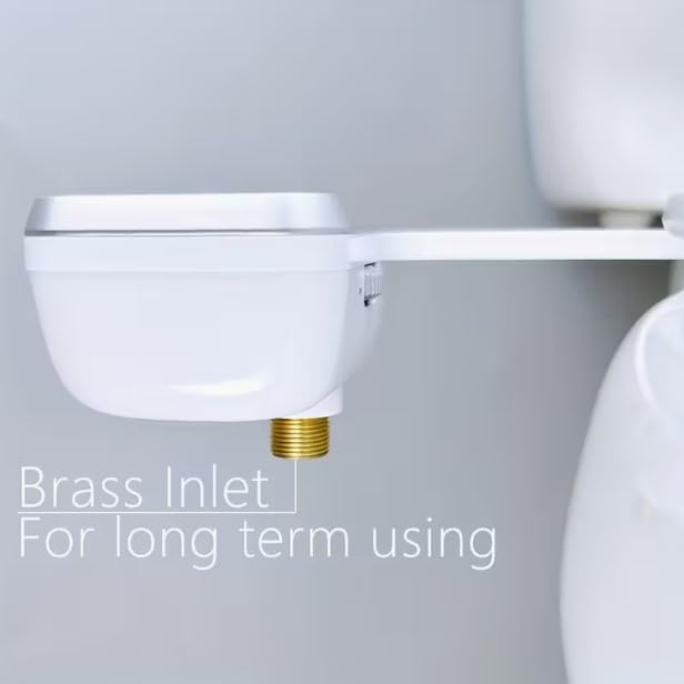 Bidet Attachment – Non-Electric Fresh Water Toilet Bidet with One-Touch Start/Stop Cleaning, Adjustable Water Pressure, Self-Cleaning Front & Rear Nozzles, 5-Min Easy Installation (White)