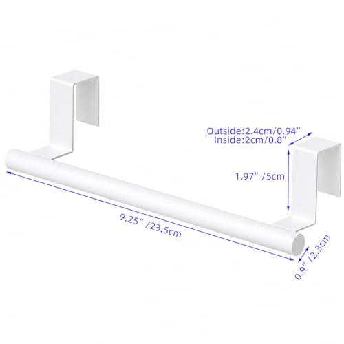Cabinet Door Towel Bar, Kitchen Towel Holder, White 2 Pack | Extended Anti-Slip Arm, EVA Scratch Guard Pads, No-Drill Install, Stainless Steel Dish Towel Holder, Kitchen Towel Rack - color: White