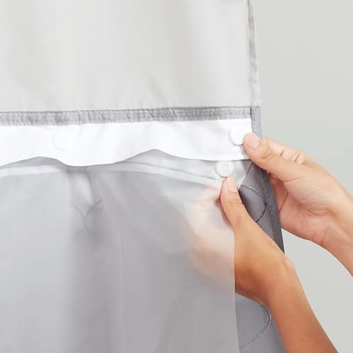 Hookless It’s A Snap! Plastic PEVA Antimicrobial Snap-in Replacement Shower Curtain Liner for Hookless Curtain with Sheer Window, 70" x 54", Water-Repellent, Easy Install, Frost - color: Antimicrobial Frost, size: 70"W x 54"L (Pack of 1), style: With Magn