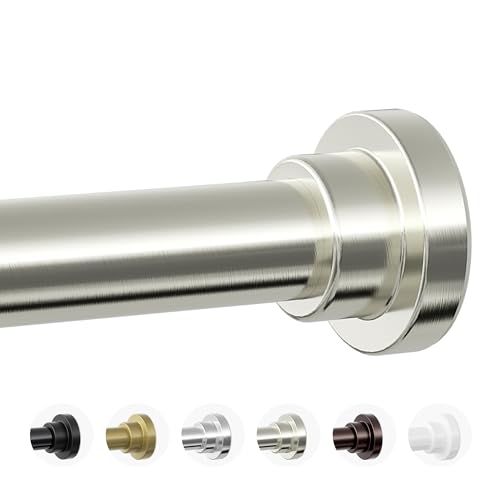 Mcrbeay Shower Curtain Rod, 1" Diameter Heavy Duty Tension Shower Rod, Non Slip Adjustable 28-102 inch No Drill Shower Curtain Rods Spring Tension For Bathroom, Shower Stall, No Rust, Brushed Nickel - color: Brushed Nickel, size: 28-102 Inches
