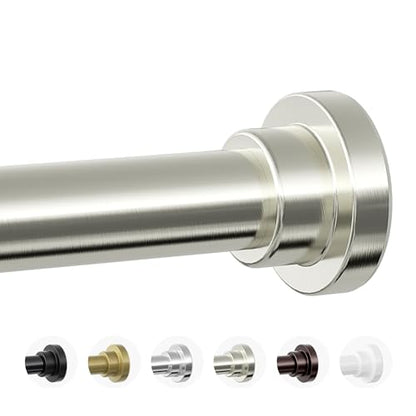 Mcrbeay Shower Curtain Rod, 1" Diameter Heavy Duty Tension Shower Rod, Non Slip Adjustable 28-74 inch No Drill Shower Curtain Rods Spring Tension For Bathroom, Shower Stall, No Rust, Brushed Nickel - color: Brushed Nickel, size: 28-74 Inches