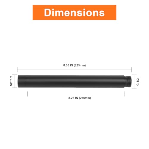 Shower Head Extension Arm, Shower Extender Water Outlet- Lowers Existing, Shower Pipe Extension for Bathroom, Made of Solid Metal Stainless Steel(8 Inch, Matte Black) - color: Matte Black, style: 8 Inch