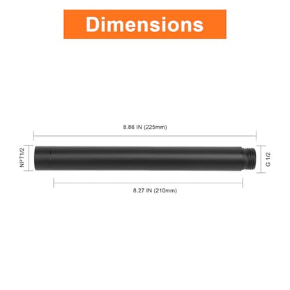 Shower Head Extension Arm, Shower Extender Water Outlet- Lowers Existing, Shower Pipe Extension for Bathroom, Made of Solid Metal Stainless Steel(8 Inch, Matte Black) - color: Matte Black, style: 8 Inch