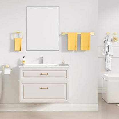 YACVCL 5-Piece Bathroom Hardware Accessories Set 23.6 inch Towel Bar Set Modern Towel Rack Set Stainless Steel Wall Mounted Bathroom Towel Holder Set(Bright Gold) - color: Bright Gold