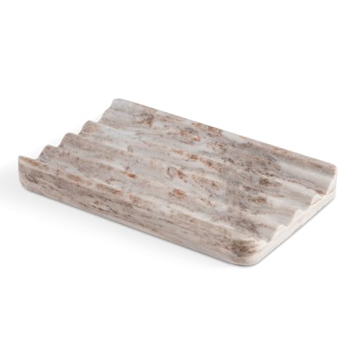 Karibiber Marble Soap Holder, Soap Dish for Shower, Bathroom, Kitchen, Multi-Function Soap Saver, Soap Saver with Water Ripple Design, Soap Tray for Bar Soap(Palissandro Classico) - color: Palissandro Classico