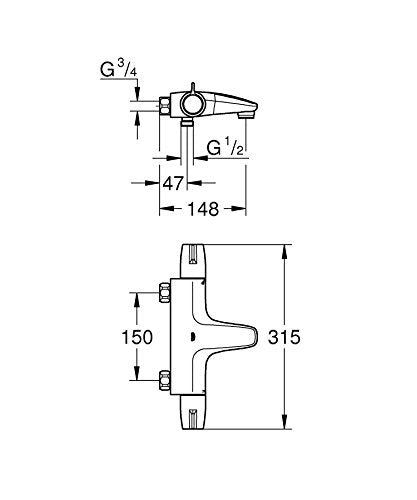Grohe 34671000 Grohtherm Special Bath Thermostat No S Connections - style: Bath mixer tap