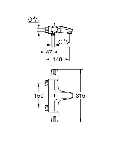 Grohe 34671000 Grohtherm Special Bath Thermostat No S Connections - style: Bath mixer tap