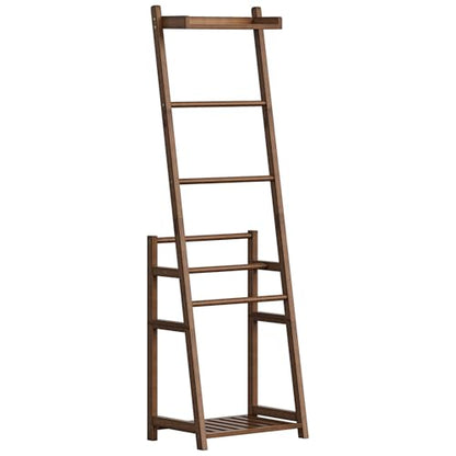 HOOBRO Blanket Ladder, 3-Tier Towel Rack, Bamboo Blanket Rack, Blanket Stand, Blanket Ladders for Bedroom, Quilt Ladder for Living Room, Bedroom, Decorative Display Ladder Shelf, Mocha MA124CJ01