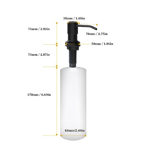 Soap Dispenser for Kitchen Sink, Built in Sink Soap Dispenser Lotion Dispenser with 17 OZ Bottle, Refill from The Top Bar Sink Soap Dispenser, Black (1 Pack) - color: Black