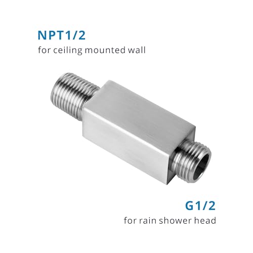 Straight Shower Arm with Flange, Ceiling Mount 3 Inches Rain Shower Head Arm Extension Replacement with Anti-Scratch Escutcheon Plate, DOLGABA Brushed Nickel - color: Square Brushed Nickel 3 Inch