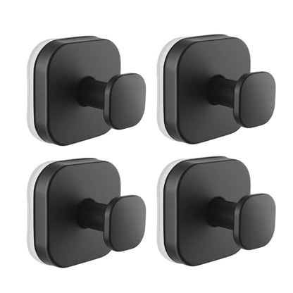 Suction Cup Hooks for Shower,Heavy-duty & No-Drill Waterproof Hook,4 black | Suction cup hooks,removable & reusable; no wall damage,fits smooth surfaces,ideal for towels,robes & loofahs - color: Black