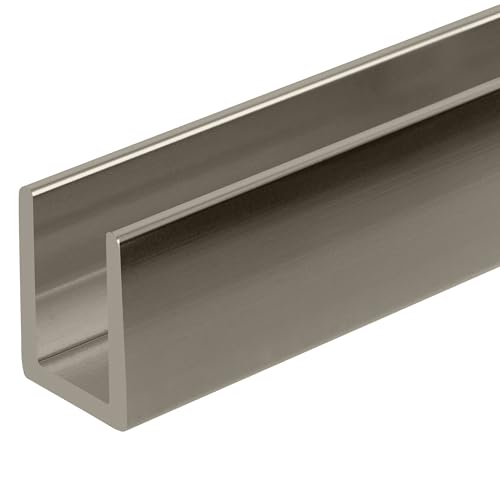 Brixwell SDCD38PN-CCP4 Polished Nickel 3/8" Fixed Panel Shower Door Deep U-Channel - 4 inch Sample - color: Polished Nickel, size: 4 Inch - Sample