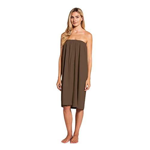 Canyon Rose Waffle Weave Long Spa Wrap, One Size, Brown | Luxurious Waffle Knit Body Wrap, Generous Length, Elasticized Top with Touch-and-Close Fastener, Machine Washable - color: Brown