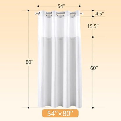 River Dream Cotton Blend Fabric Shower Curtain Set with Liner, White, 54x80 | Waffle Weave, No Hook Needed, with Snap in Replacement Liner, Top Sheer Window, Hotel Quality Fabric for Bathroom - color: White, size: 54"W x 80"L (Pack of 1)