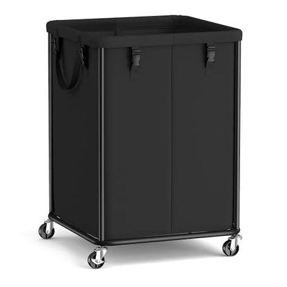 SONGMICS Laundry Basket with Wheels, Rolling Laundry Hamper with Steel Frame, Removable Liner Bag,45 Gallon (170 L), Ink Black URLS031BH01 - color: Ink Black, size: 170L-Rectangular