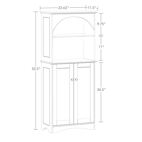 RiverRidge Bristol Tall 2-Door Bathroom Linen Storage Cabinet, White | Soft Close Hinges, Adjustable Shelves, Versatile Arched Design, Storage Cabinet Organizer Shelf