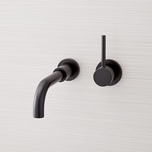 Signature Hardware 483899 Lexia 1.2 GPM Wall Mounted Widespread Bathroom Faucet with Pop-Up Drain Assembly - color: Matte Black