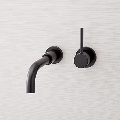 Signature Hardware 483899 Lexia 1.2 GPM Wall Mounted Widespread Bathroom Faucet with Pop-Up Drain Assembly - color: Matte Black