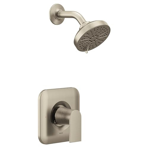 Moen Genta LX Pressure Balancing Eco-Performance Modern Shower Trim with Showerhead and Lever Handle, Posi-Temp Valve Required, Brushed Nickel, T2472EPBN - color: Brushed Nickel, size: (Pack of 1)