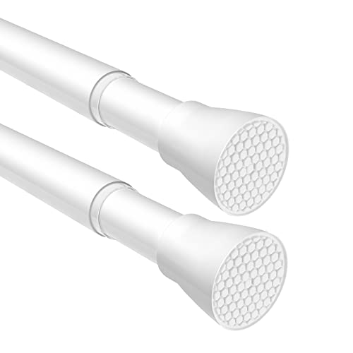 Tension Curtain Rod White Tension Rod 2pcs Spring Curtain Rod Non Slip Tension Rods For Windows 28 To 48 Inch No Drilling Adjustable Tension Rods of Curtain Window Closet Kitchen Wardrobe1 - color: White, size: 28-48 inch 2pcs