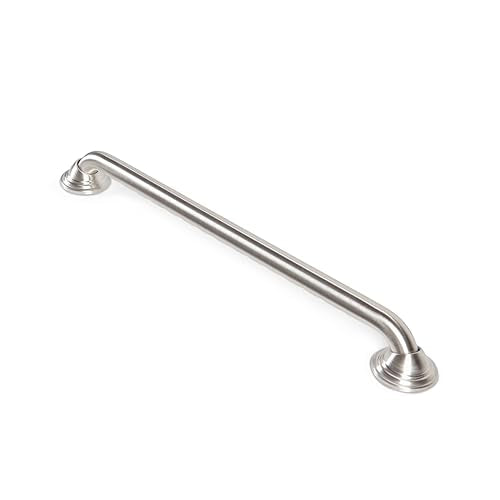 Seachrome 24 inch Finger Grip Grab Bar for Bathroom, Curl Grip, ADA Safety Grip Assist Shower Rail for Elderly and Seniors, Satin Brushed Stainless Steel - color: Satin, size: 24