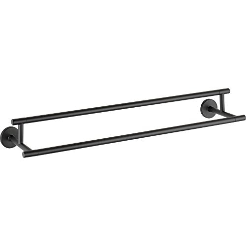 Delta Towel Rack | 24 Inch Matte Black Double Bar for Kitchen or Bathroom Towels | Trinsic Accessories
