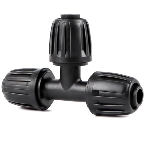 10 Pieces 1/2 Inch Drip Irrigation Tee Fittings, 1/2'' Drip Line Barbed Locked Tee Connectors for 1/2 Inch Irrigation Tubing (1/2" ID x 0.670" OD) Anti-leak 3-Way Irrigation System Parts - size: 1/2" Lock Nut Tee