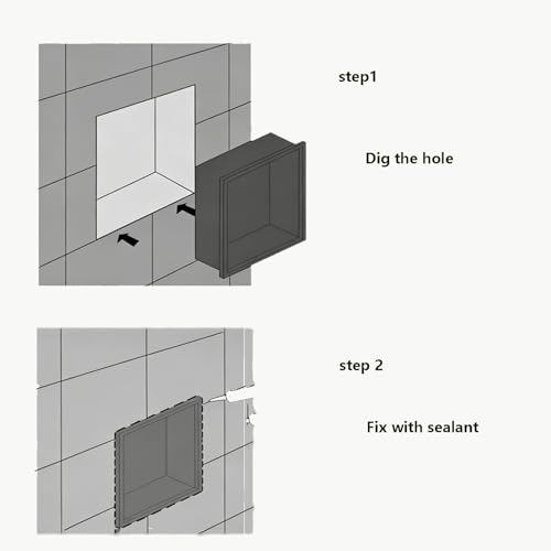 No Tile Required Shelf Stainless Steel Shower Niche Recessed Single Shelf Wall Insert Built-in Bathroom Shower Caddy