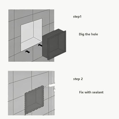 No Tile Required Shelf Stainless Steel Shower Niche Recessed Single Shelf Wall Insert Built-in Bathroom Shower Caddy