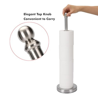 Toilet Paper Holder Stand Holding Up to 5 Paper Rolls, Free-Standing Spare Rolls Storage Holder, Stainless Steel (Brushed Nickel) - color: Brushed Nickel
