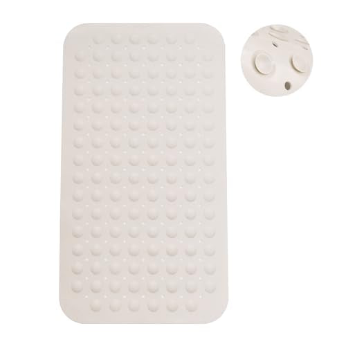 Bathtub Mat Non Slip, Shower Mats with Suction Cup and Drain Holes, Showers Floor Bath Mats for Tub, Drainage Hole Bath Tub Mat for Bathroom (27.6" × 15", Beige) - color: Beige