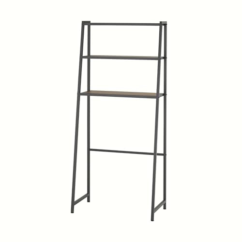 TRINITY 3-Tier Metal Over The Toilet Storage Shelving Rack, Freestanding Bathroom Organizer with Wood Grain Shelves, 27in x 15in x 60in, Dark Gray - color: Dark Gray