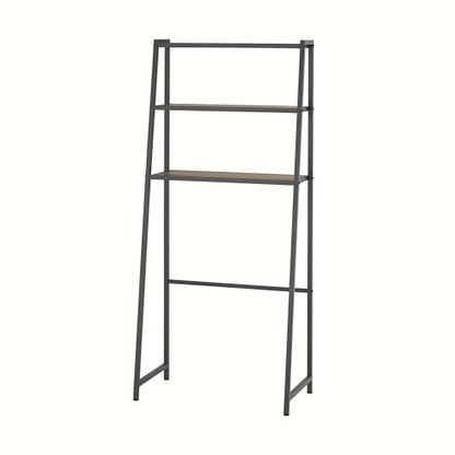 TRINITY 3-Tier Metal Over The Toilet Storage Shelving Rack, Freestanding Bathroom Organizer with Wood Grain Shelves, 27in x 15in x 60in, Dark Gray - color: Dark Gray