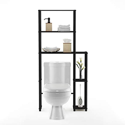 Furinno Turn-N-Tube Over The Toilet Storage, 5 Shelves Bathroom Organizer Space Saver Rack, Espresso/Black - color: Espresso/Black, style: Side Rack