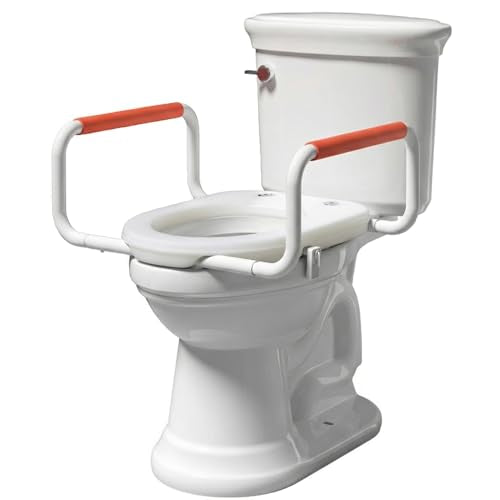 R&T Toilet Seat Riser 2" Raised Seat with Removable Padded Handles Fit for Elongated Toilets - color: Orange