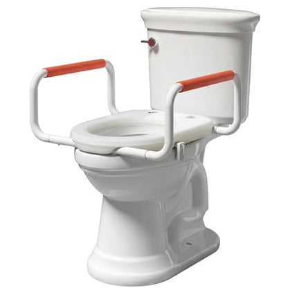 R&T Toilet Seat Riser 2" Raised Seat with Removable Padded Handles Fit for Elongated Toilets - color: Orange