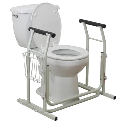 Drive Medical Freestanding Toilet Safety Frame Grab Bar Rail, White | Freestanding Design Supports Users Up to 300 Pounds with Sturdy Grab Bar for Added Toilet Stability