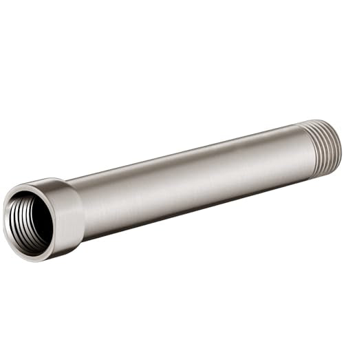 BRIGHT SHOWERS Shower Arm Extender for Rain and Handheld, 6 Inch Extension Arm, Pipe Extension for Lowering Showerhead, Brushed Nickel - color: Brushed Nickel, style: 6 Inch Extension