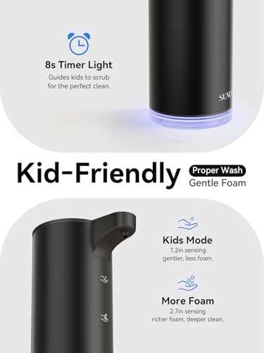 Automatic Foam Soap Dispenser, 0.2s Fast Sensor, USB-C Rechargeable, Smudge-Resistant Stainless Steel, Touchless Liquid & Foaming Soap Dispenser for Bathroom, Kitchen, Hotel, Black - color: Black