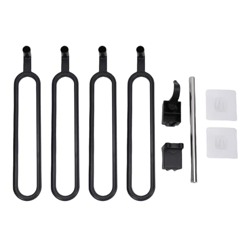Buachois Swivel Towel Bar, 4 Arm Wall Mounted Rotating Towel Rack Holder with Hooks ABS Black for Bathroom Kitchen Balcony (4 Rods) - color: 4 Rods