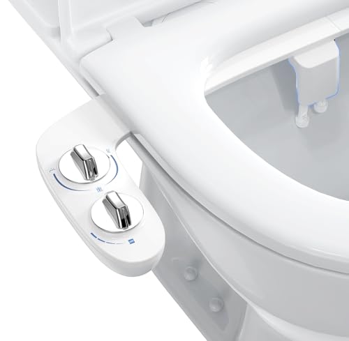 Smart Bidet Seat Non-Electric, Ultra-Thin Dual Nozzle, Hot and Cold Water Front Rear Wash with Adjustable Pressure, Easy Installation - color: White, style: Dual Nozzle Handwheel