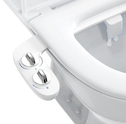 Smart Bidet Seat Non-Electric, Ultra-Thin Dual Nozzle, Hot and Cold Water Front Rear Wash with Adjustable Pressure, Easy Installation - color: White, style: Dual Nozzle Handwheel