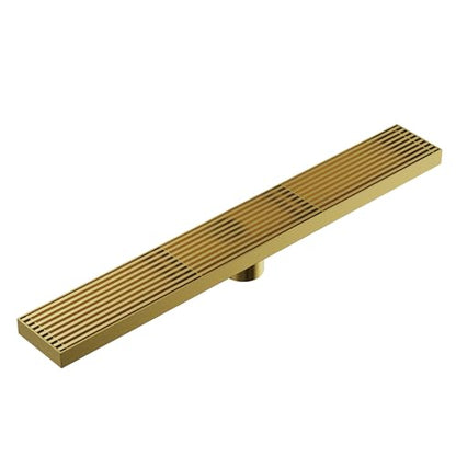 24 Inch Linear Shower Drain, Brushed Gold Rectangular Floor Drain with Removable Grate, SUS304 Stainless Steel, High Flow Capacity and cUPC Certified - color: Brushed Gold, size: 24