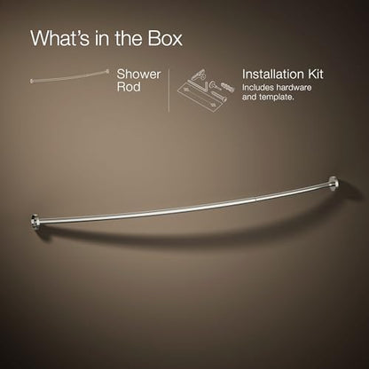 KOHLER K-9351-SN Expanse Curved Shower Rod, Contemporary Design, Adjustable Fit 60-76", Vibrant Polished Nickel - color: Vibrant Polished Nickel