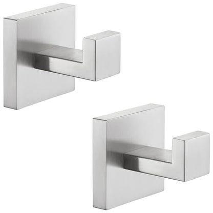 Angle Simple Bathroom Towel Hooks, Robe Coat Hooks, Brushed Nickel, 2 Pack | SUS304 Stainless Steel Shower Bath Towel Holder, Bathrobe Hanger Screw Wall Mount - color: Brushed Nickel, size: 2 Pack